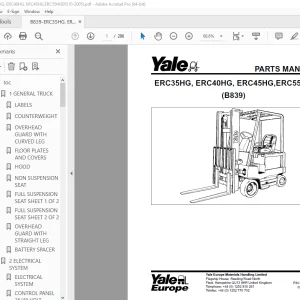 Yale Forklift ERC35HG ERC40HG ERC45HG ERC55HG (B839) Parts Manual PDF