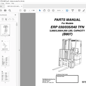 Yale Forklift ERP 030/035/040 TFN (B807) Parts Manual - PDF DOWNLOAD