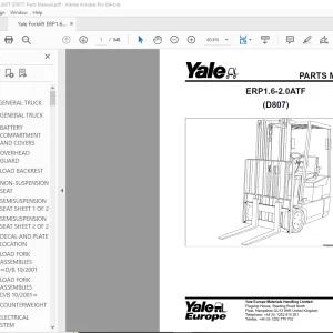 Yale Forklift ERP1.6-2.0ATF (D807) Parts Manual - PDF DOWNLOAD
