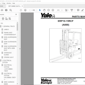 Yale Forklift ERP10-15RCF (A888) Parts Manual - PDF DOWNLOAD