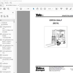 Yale Forklift ERP20-30ALF (B216) ERSATZTEILKATALOG PN 524167652 PDF