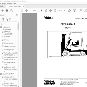 Yale Forklift ERP20-30ALF (D216) ERSATZTEILKATALOG PN 524183104 PDF