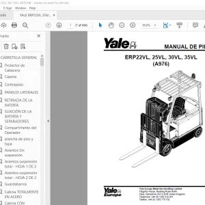 Yale Forklift ERP22VL, 25VL, 30VL, 35VL (A976) MANUAL DE PIEZAS PDF