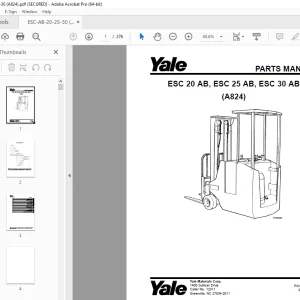 Yale Forklift ESC 20 AB, ESC 25 AB, ESC 30 AB (A824) Parts Manual PDF