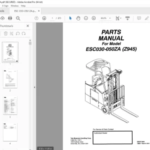 Yale Forklift ESC030-050ZA (Z945) Parts Manual - PDF DOWNLOAD