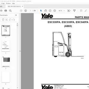Yale Forklift ESC030FA ESC035FA ESC040FA (A883) Parts Manual PDF
