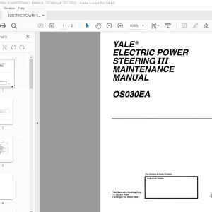 Yale Forklift Electric Power Steering III Maintenance Manual OS030EA PDF