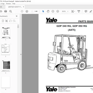 Yale Forklift GDP 040 RG, GDP 050 RG (A875) Parts Manual - PDF DOWNLOAD