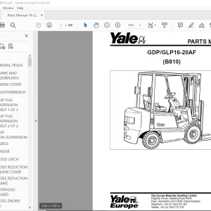 Yale Forklift GDP/GLP16-20AF (B810) Parts Manual - PDF DOWNLOAD