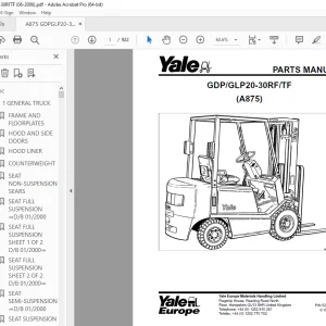 Yale Forklift GDP/GLP20-30RF/TF (A875) Parts Manual - PDF DOWNLOAD