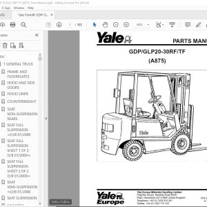 Yale Forklift GDP/GLP20-30RF/TF (A875) Parts Manual - PDF DOWNLOAD