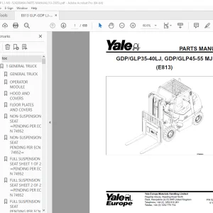 Yale Forklift GDP/GLP35-40LJ, GDP/GLP45-55 MJ (E813) Parts Manual PDF