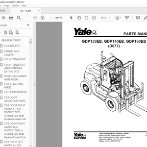 Yale Forklift GDP130EB, GDP140EB, GDP160EB (D877) Parts Manual PDF