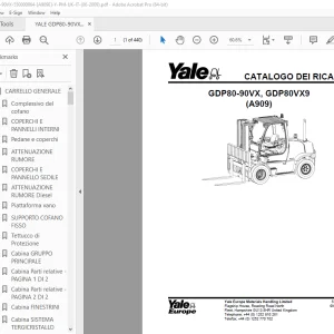 Yale Forklift GDP80-90VX, GDP80VX9 (A909) CATALOGO DEI RICAMBI PDF
