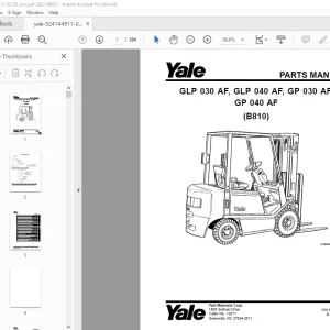 Yale Forklift GLP 030 AF, GLP 040 AF, GP 030 AF, GP 040 AF (B810) Parts Manual PDF