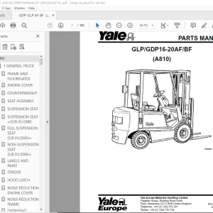 Yale Forklift GLP/GDP16-20AF/BF (A810) Parts Manual - PDF DOWNLOAD