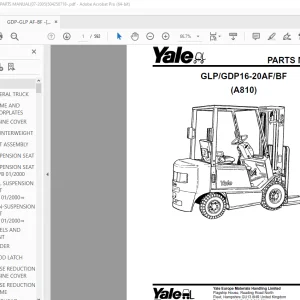 Yale Forklift GLP/GDP16-20AF/BF (A810) Parts Manual - PDF DOWNLOAD
