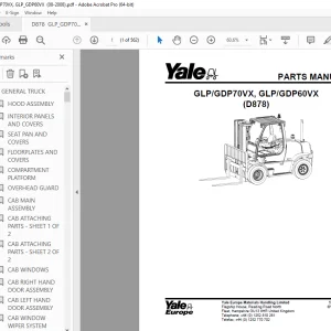 Yale Forklift GLP/GDP70VX, GLP/GDP60VX (D878) Parts Manual - PDF DOWNLOAD