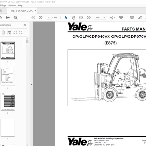Yale Forklift GP/GLP/GDP040VX-GP/GLP/GDP070VX (B875) Parts Manual PDF
