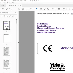 Yale Forklift MC10-12-15 Parts Manual PN 273123300 - PDF DOWNLOAD