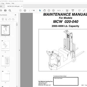 Yale Forklift MCW 020-040 Maintenance Manual - PDF DOWNLOAD