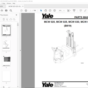 Yale Forklift MCW 020 MCW 025 MCW 030 MCW 040 (B819) Parts Manual PDF