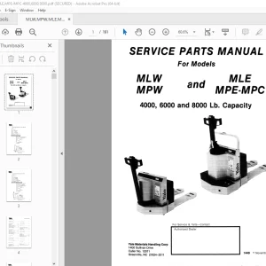 Yale Forklift MLW MPW & MLE MPE-MPC 4000, 6000 & 8000 Lb.Capacity Parts Manual PDF
