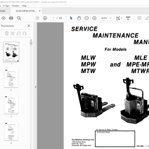 Yale Forklift MLW MPW MTW MLE MPE-MPC MTWR Service Maintenance Manual PDF