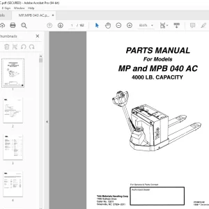 Yale Forklift MP & MPB 040 AC 4000 LB.Capacity Parts Manual PDF