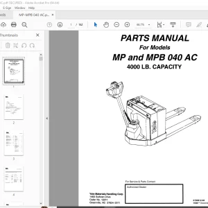 Yale Forklift MP & MPB 040 AC Parts Manual - PDF DOWNLOAD