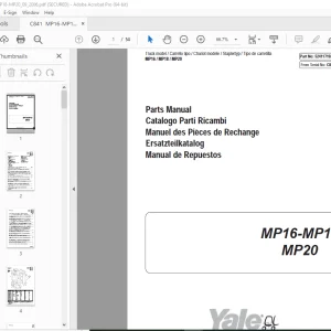 Yale Forklift MP16 MP18 MP20 Parts Manual PN 5241171926 - PDF DOWNLOAD