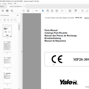 Yale Forklift MP20-30S Parts Manual PN 524150843 - PDF DOWNLOAD
