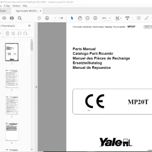 Yale Forklift MP20T Parts Manual PN 524150844 - PDF DOWNLOAD