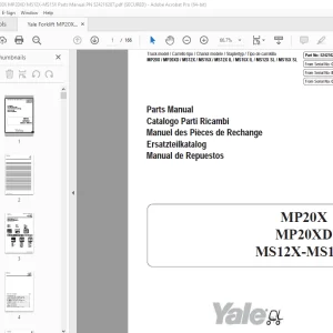 Yale Forklift MP20X MP20XD MS12X-MS15X Parts Manual PN 524216287 PDF