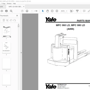 Yale Forklift MPC 060 LD, MPC 080 LD (A899) Parts Manual PDF