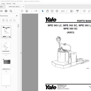 Yale Forklift MPE 060 LC, MPE 060 SC, MPE 080 LC, MPE 080 SC (A803) Parts Manual PDF