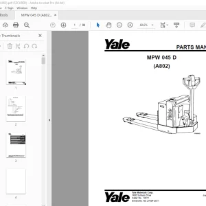Yale Forklift MPW 045 D (A802) Parts Manual PN 585088701 - PDF DOWNLOAD