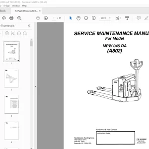 Yale Forklift MPW 045 DA (A802) Service Maintenance Manual PDF