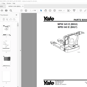 Yale Forklift MPW 045 E (B802) MPB 040 E (B827) Parts Manual PDF