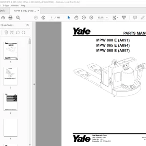 Yale Forklift MPW 080 E (A891) MPW 065 E (A894) MPW 060 E (A897) Parts Manual PDF
