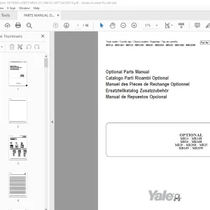 Yale Forklift MR14-MR14H MR16-MR16H MR20-MR20H-MR25 MR16N-MR20W Parts Manual PDF