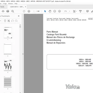Yale Forklift MR14-MR14H MR16-MR16H MR20-MR20H-MR25 MR16N-MR20W Parts Manual PDF