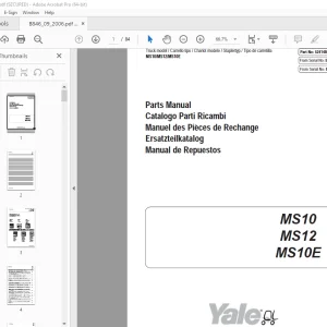 Yale Forklift MS10 MS12 MS10E Parts Manual PN 524148914 PDF
