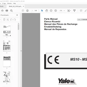Yale Forklift MS10-MS12 Parts Manual PN 272494200 - PDF DOWNLOAD