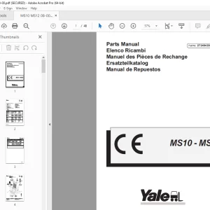 Yale Forklift MS10 - MS12 Parts Manual PN 272494200 - PDF DOWNLOAD