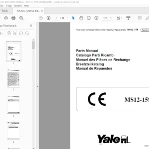 Yale Forklift MS12-15S Parts Manual PN 524176175 - PDF DOWNLOAD