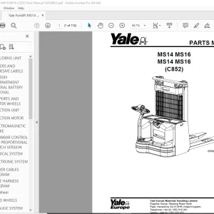 Yale Forklift MS14 MS16 MS14 MS16 (C852) Parts Manual 524336822 PDF