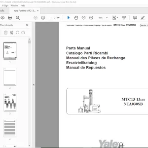 Yale Forklift MTC13-13LWB NTA030SB Parts Manual PN 524238080 PDF