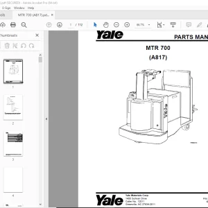 Yale Forklift MTR 700 (A817) Parts Manual PN 215750194 - PDF DOWNLOAD