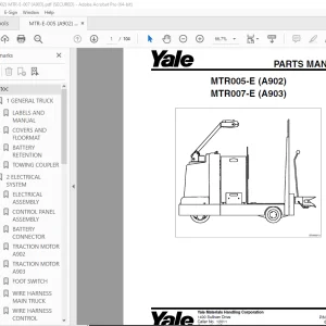 Yale Forklift MTR005-E (A902) MTR007-E (A903) Parts Manual PDF